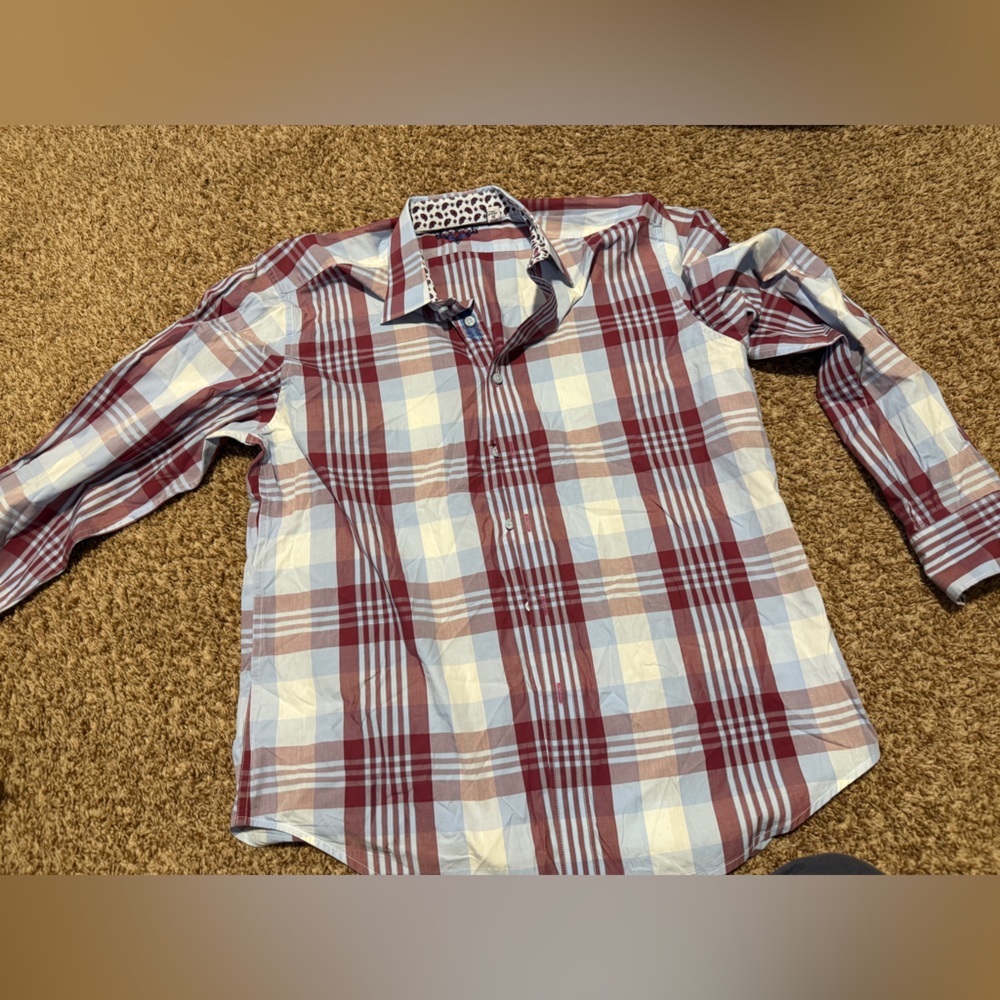 Robert Graham Red and White Plaid Button Down Shirt